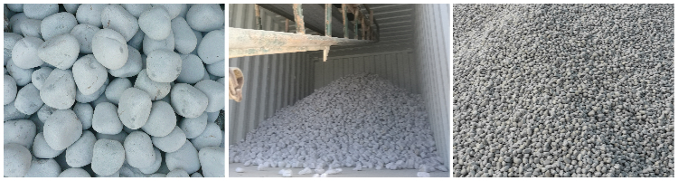 shipment of silica pebbles